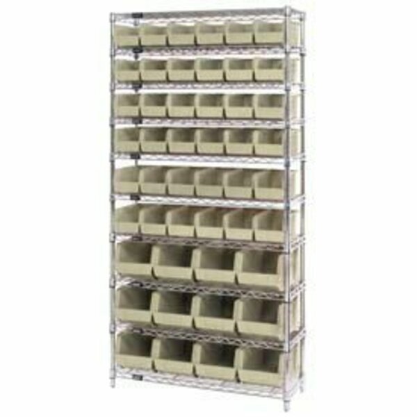 Global Industrial Chrome Wire Shelving With 48 Giant Plastic Stacking Bins Ivory, 36x14x74 268925BG